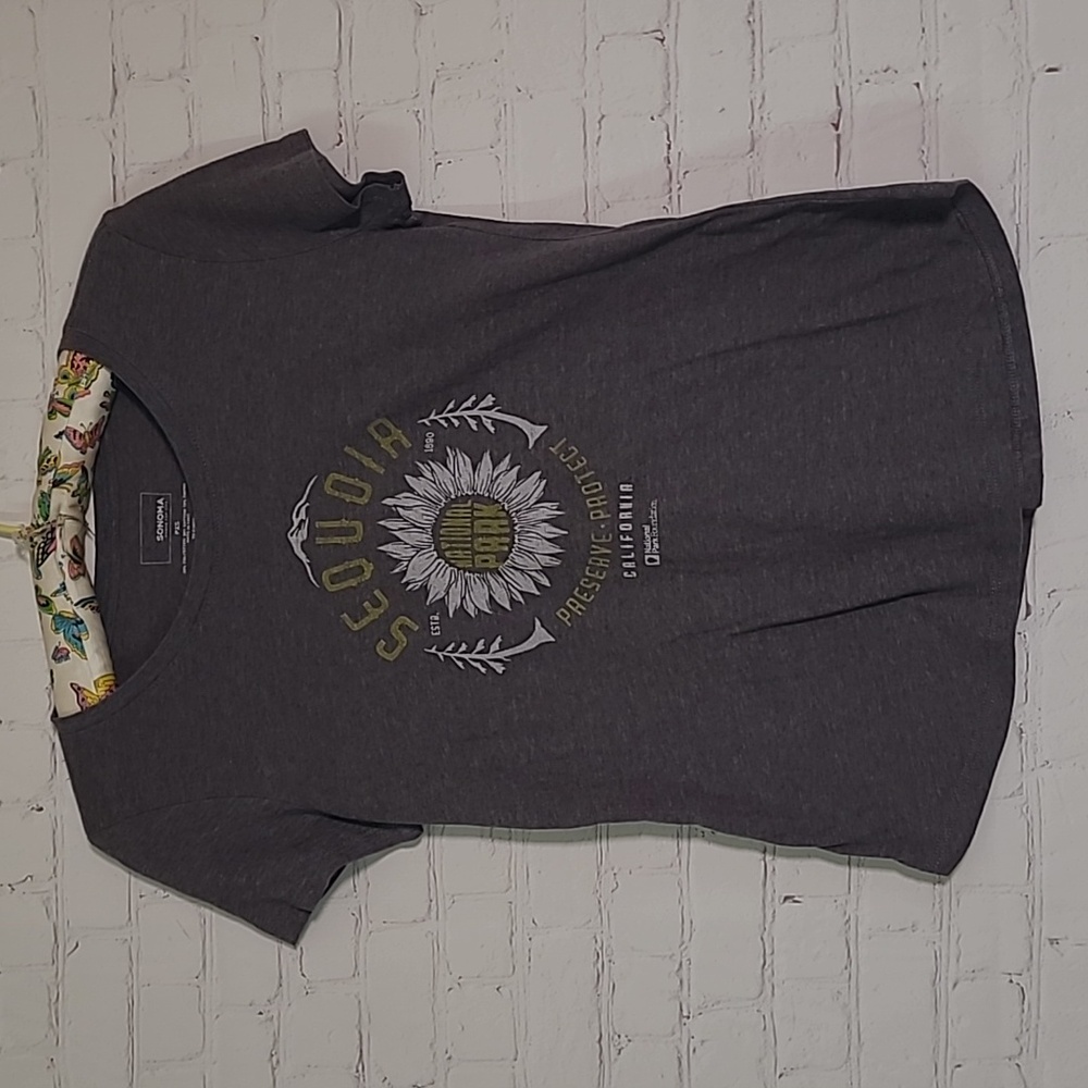 Sonoma Sequoia National Park Foundation California Gray Tee Tshirt Womens Sz PXS